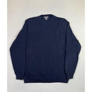 Eddie Bauer Sweater Mens Tall XL Navy Blue Cotton Crewneck Knit Pullover Classic